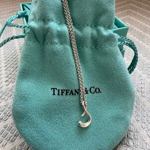 Tiffany & Co. Silver 925 Elsa Peretti Initial Script Letter S Pendant Necklace